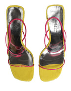 Multicolor Leather Block Heels Sandals Shoes