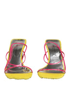 Multicolor Leather Block Heels Sandals Shoes