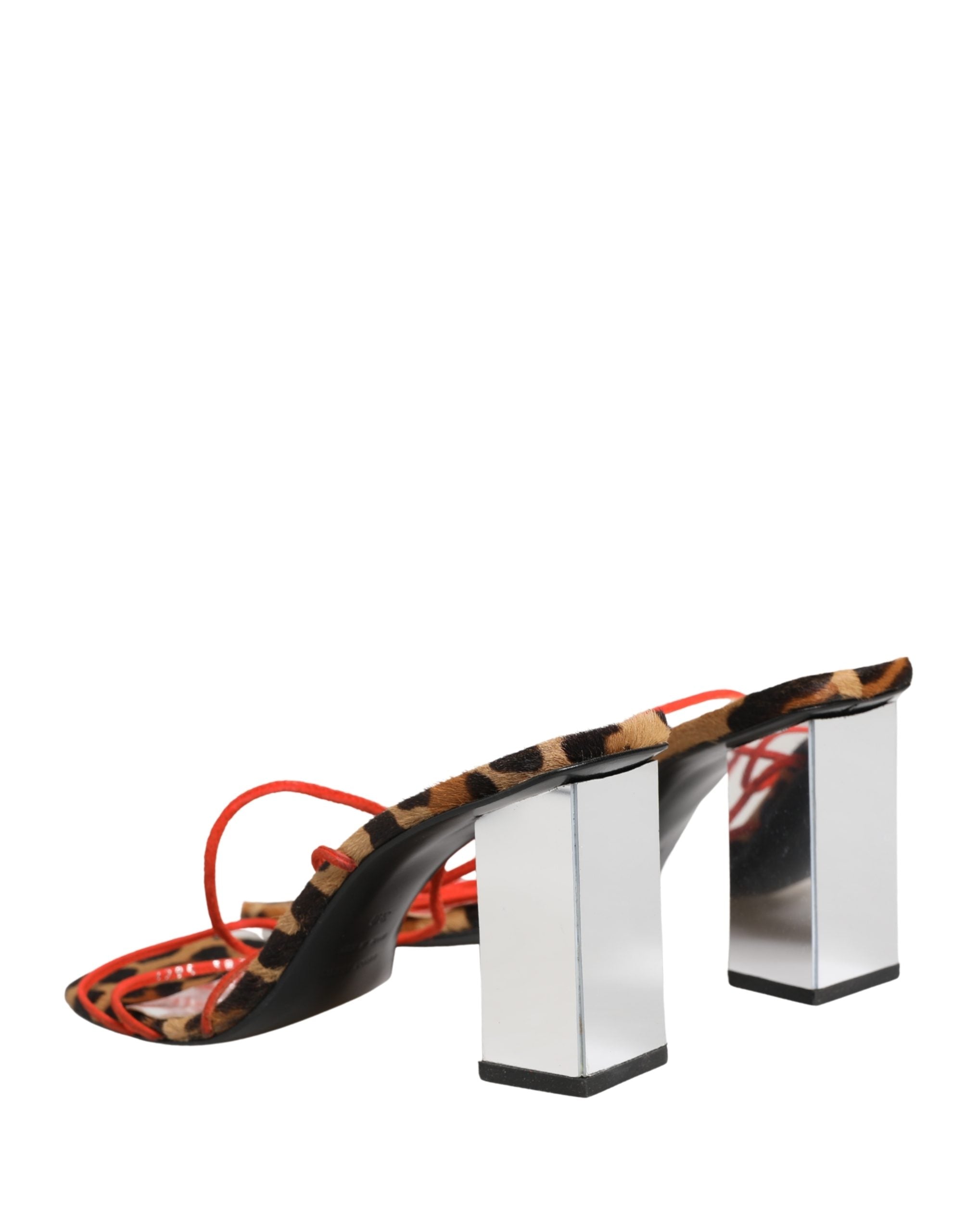 Multicolor Leather Block Heels Sandals Shoes