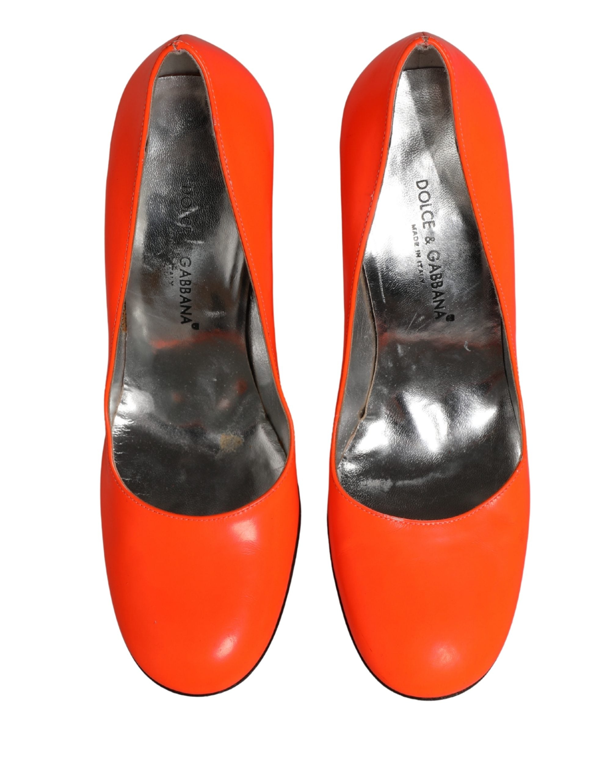 Orange Patent Leather Heels Pumps Shoes