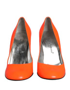 Orange Patent Leather Heels Pumps Shoes
