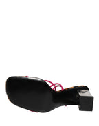 Multicolor Leather Block Heels Sandals Shoes