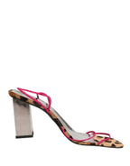 Multicolor Leather Block Heels Sandals Shoes