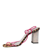 Multicolor Leather Block Heels Sandals Shoes