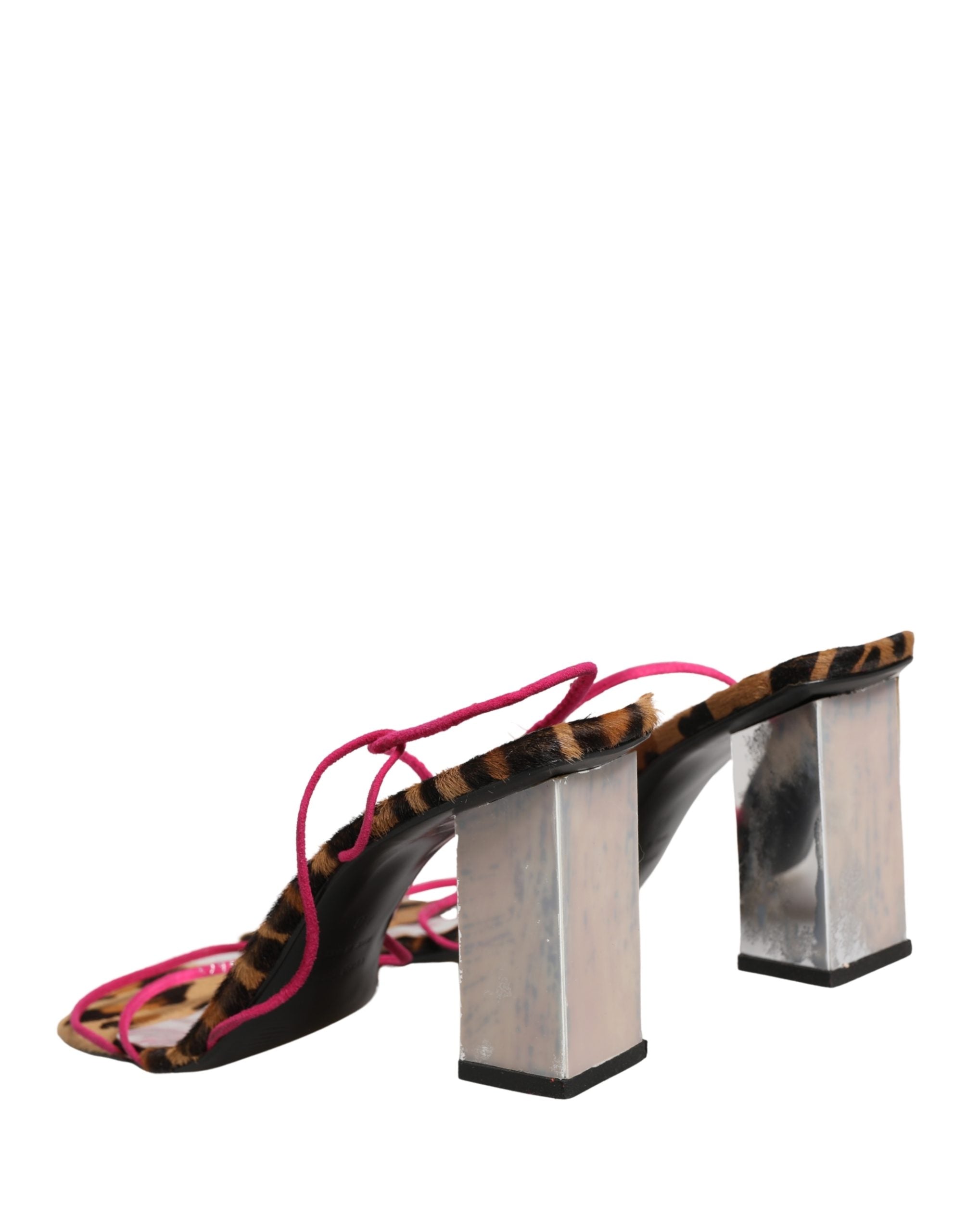 Multicolor Leather Block Heels Sandals Shoes