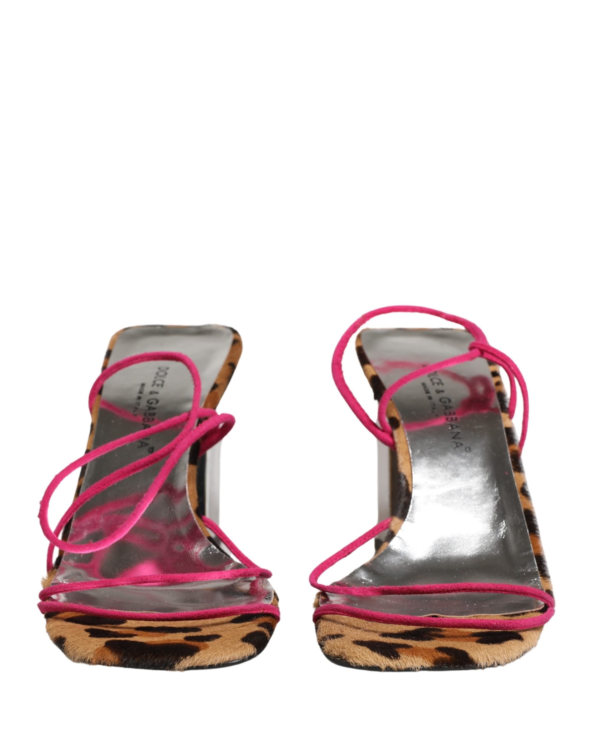 Multicolor Leather Block Heels Sandals Shoes