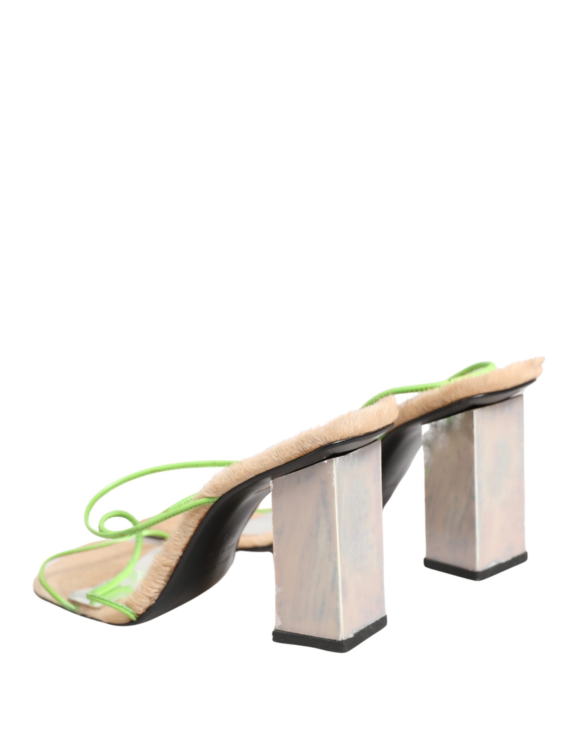 Multicolor Leather Block Heels Sandals Shoes