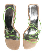 Multicolor Leather Block Heels Sandals Shoes