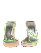 Multicolor Leather Block Heels Sandals Shoes