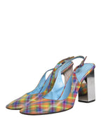 Multicolor Plaid Heels Slingback Sandals Shoes