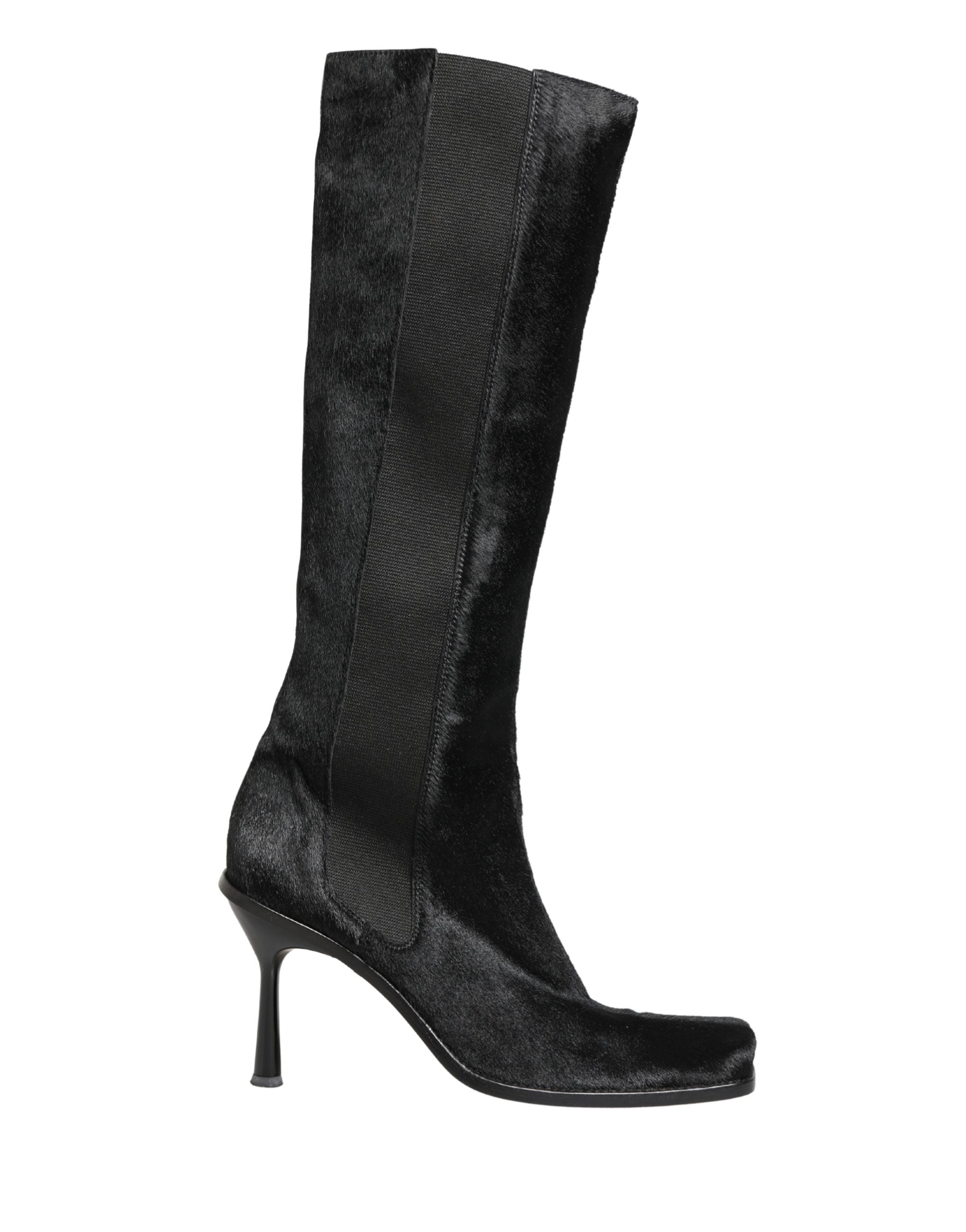 Black Suede Leather Knee High Boots Shoes