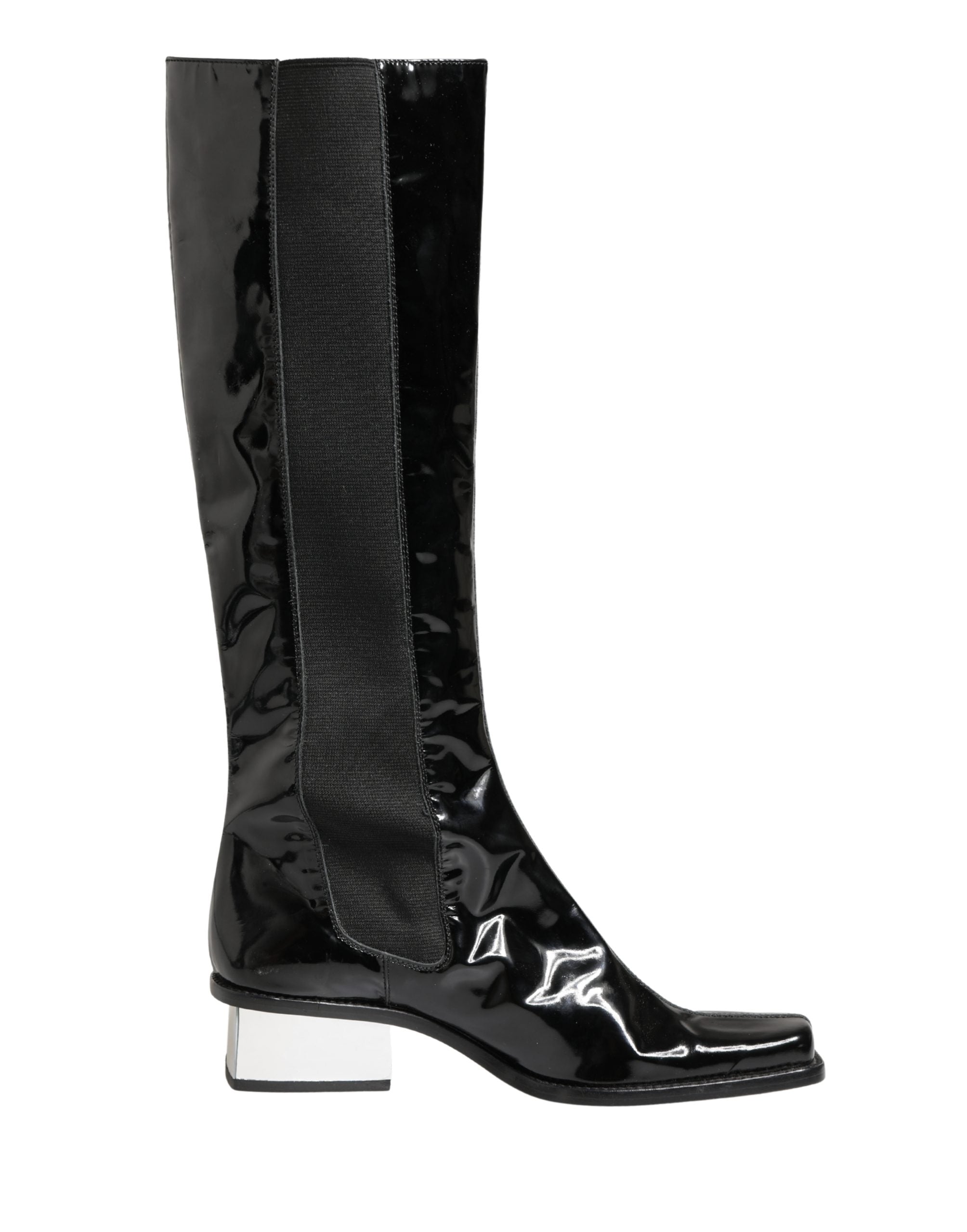 Black Patent Leather Knee High Boots Shoes