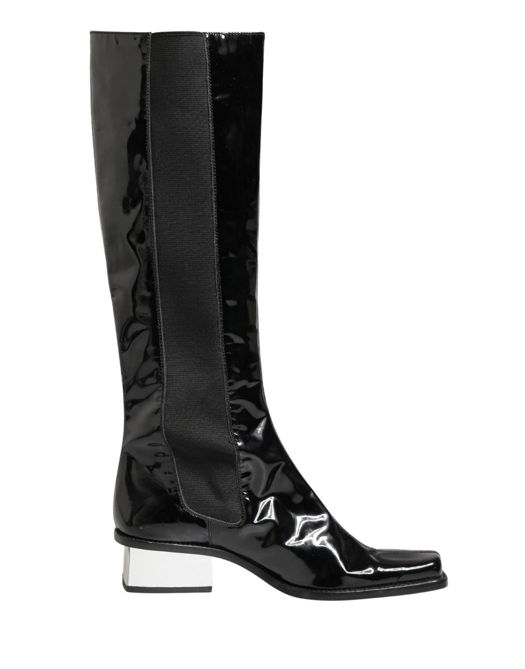 Black Patent Leather Knee High Boots Shoes
