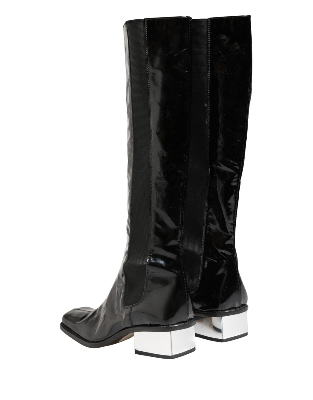 Black Patent Leather Knee High Boots Shoes