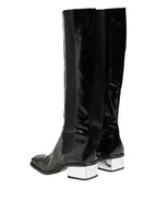 Black Patent Leather Knee High Boots Shoes