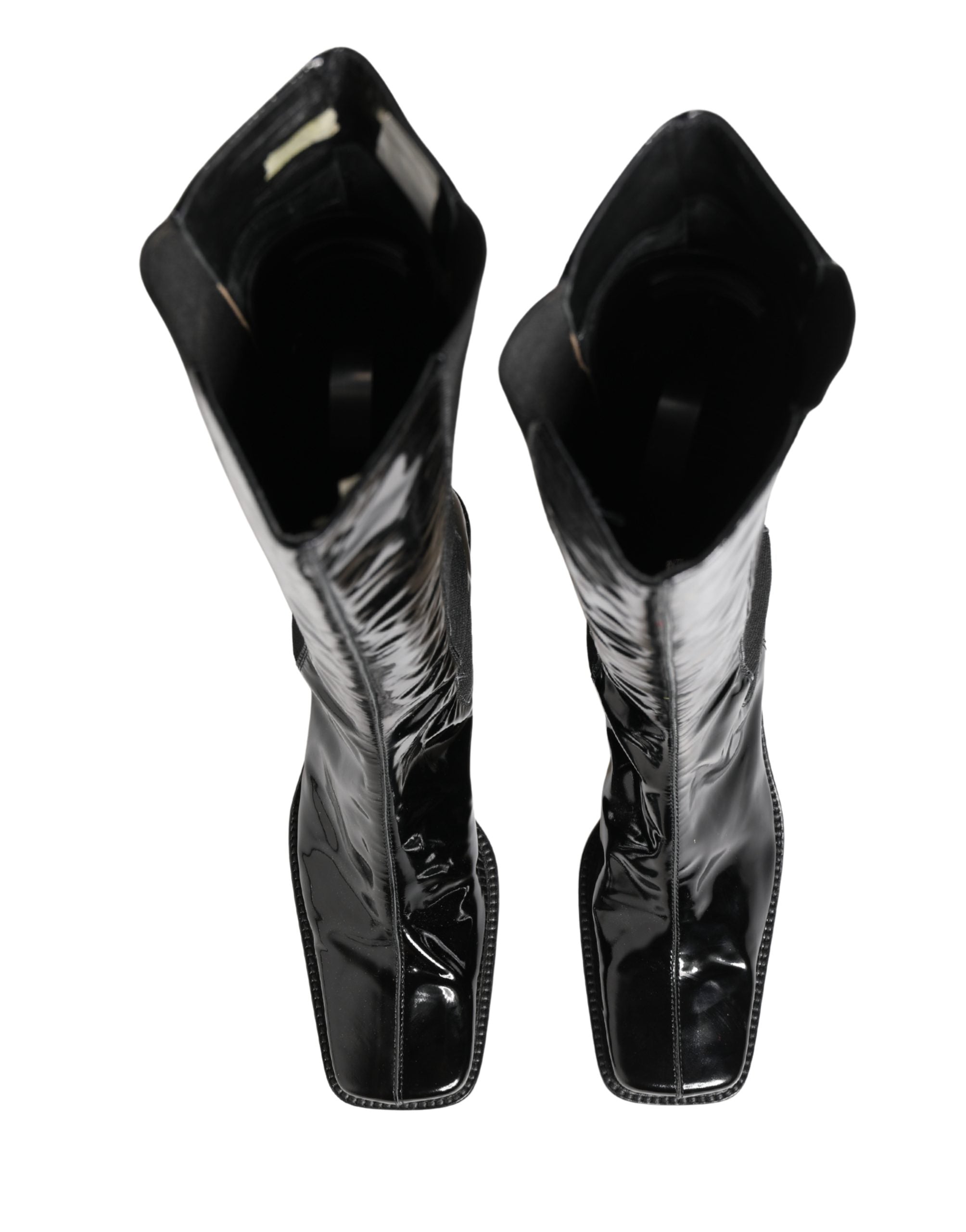 Black Patent Leather Knee High Boots Shoes
