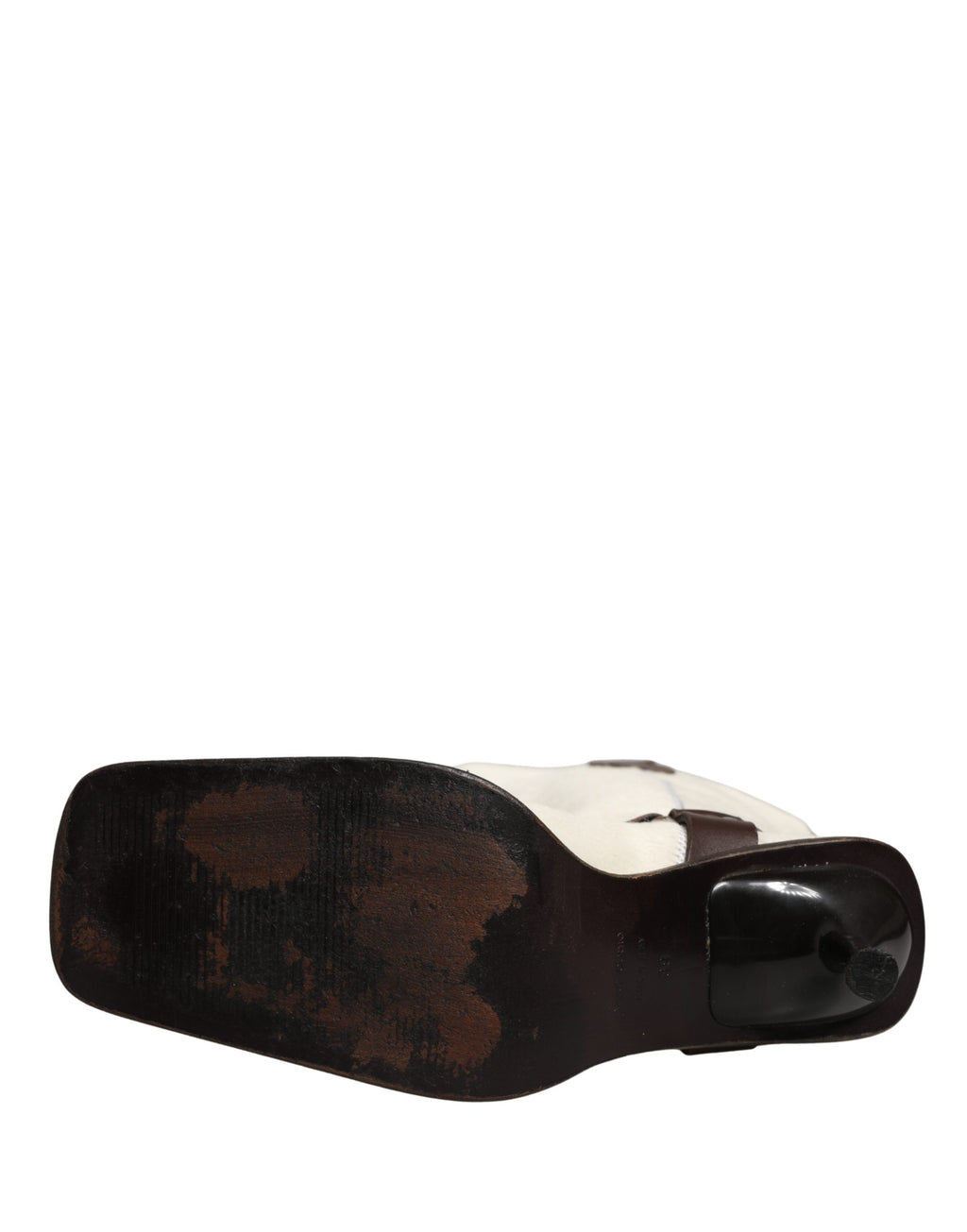 White Brown Fur Leather Mid Calf Boots Shoes