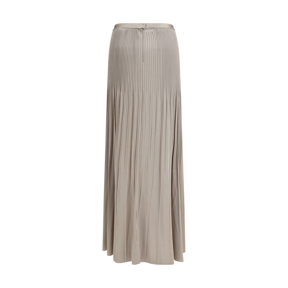 Gray Viscose Midi Skirt