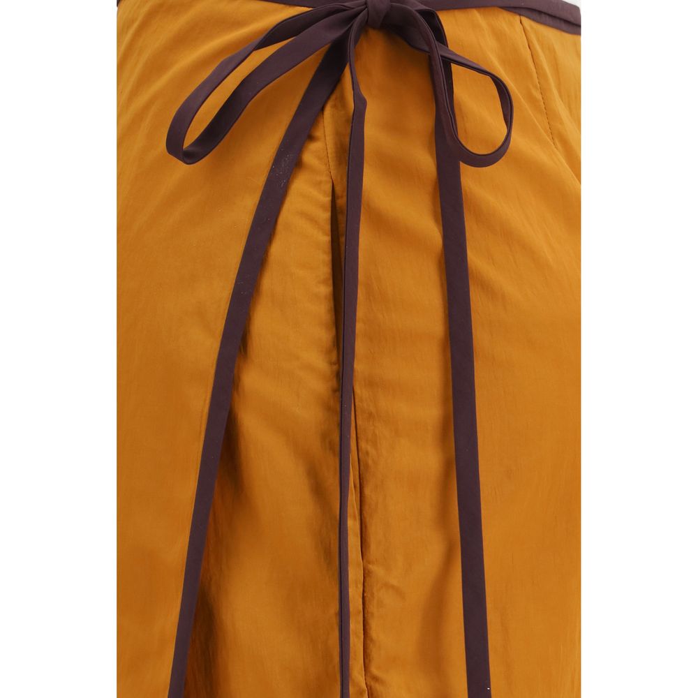 Orange Nylon Midi Skirt