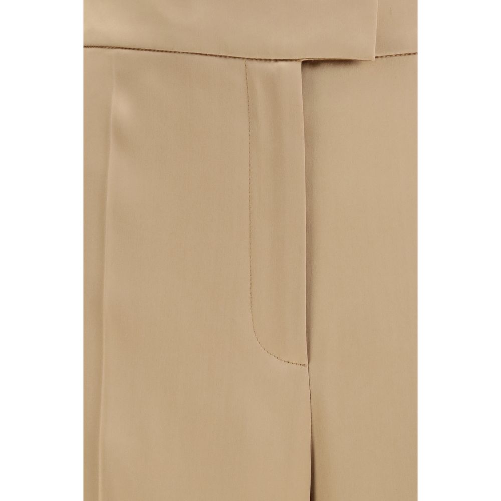 Beige Silk Dress Pants
