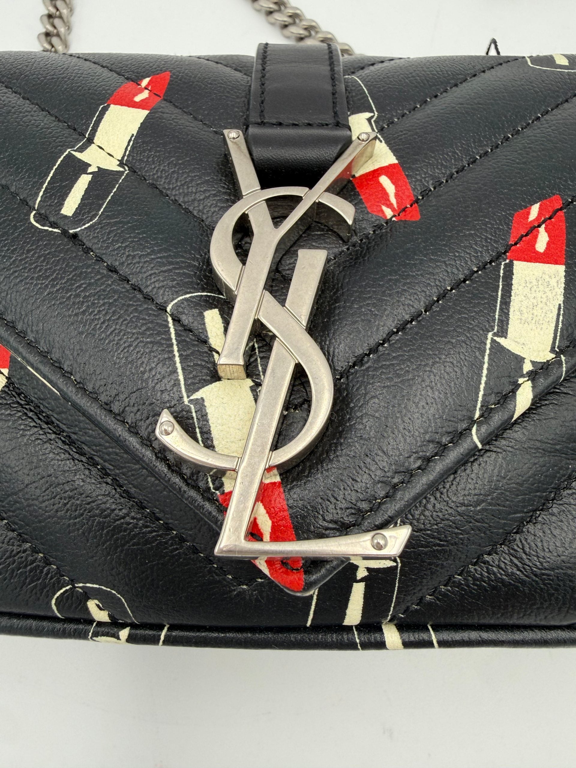 SAINT LAURENT MINI COLLEGE Lip Stick Handbag