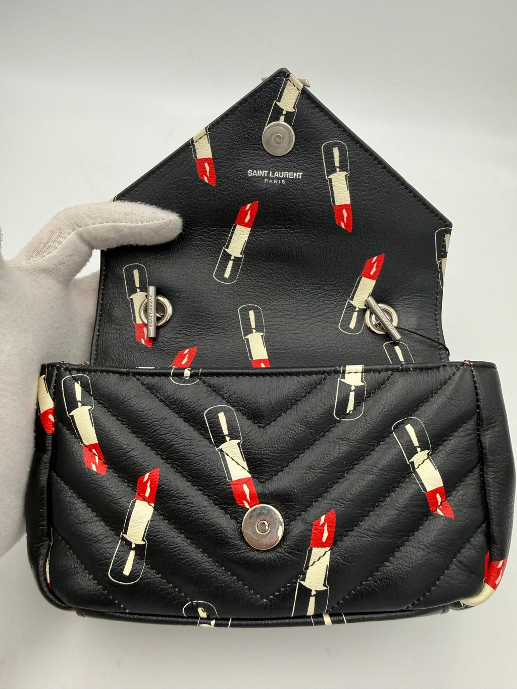 SAINT LAURENT MINI COLLEGE Lip Stick Handbag