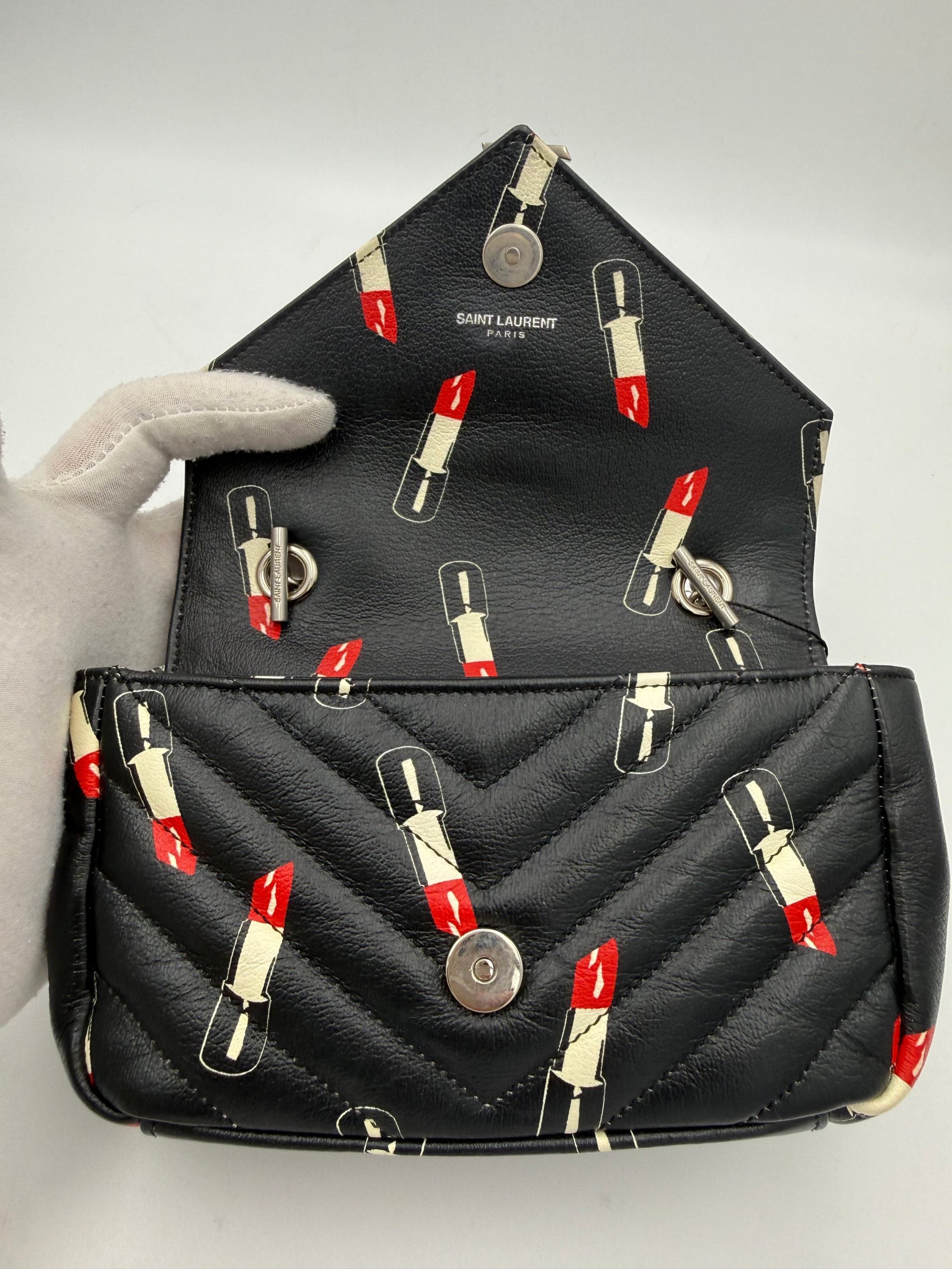 SAINT LAURENT MINI COLLEGE Lip Stick Handbag