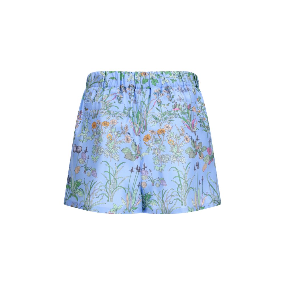 Blue Silk Bermuda Shorts