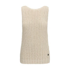Beige Cotton Sleeveles Sweater