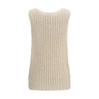 Beige Cotton Sleeveles Sweater