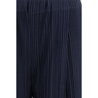 Blue Polyester Casual Pants