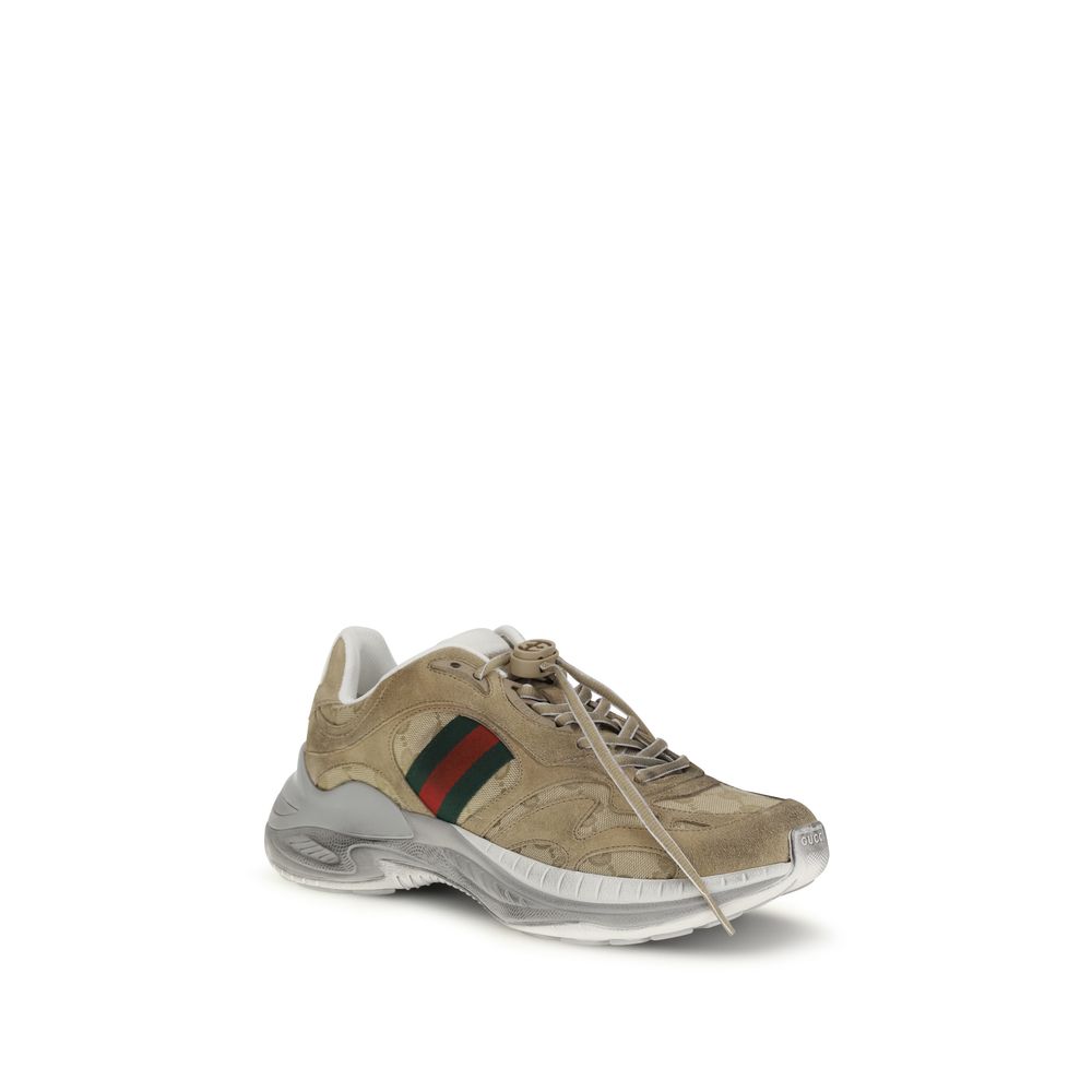 Beige Calf Leather Bos Taurus Athletic Sneakers