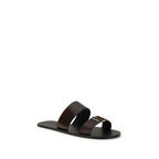 Brown Calf Leather Bos Taurus Flat Sandals