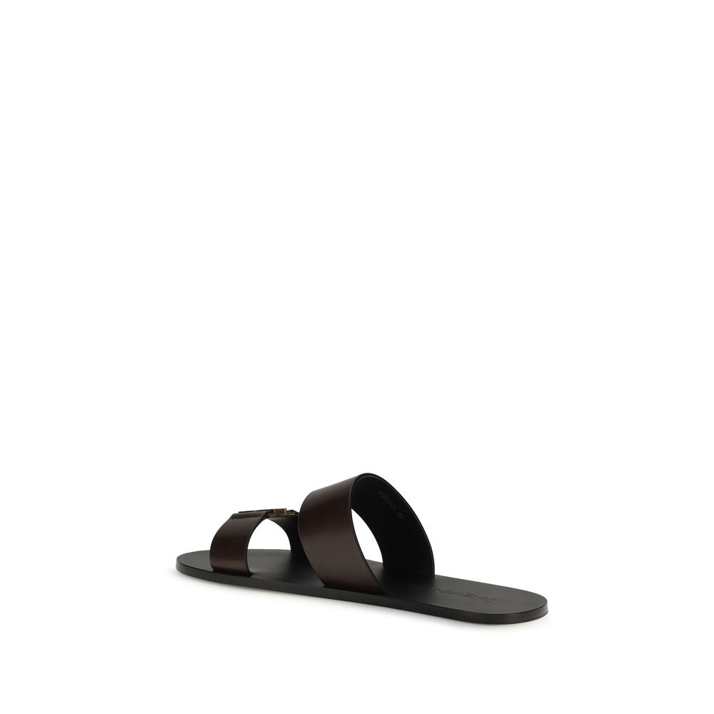 Brown Calf Leather Bos Taurus Flat Sandals
