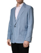Light Blue Single Breasted Men Jacket Blazer