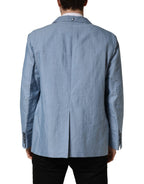 Light Blue Single Breasted Men Jacket Blazer