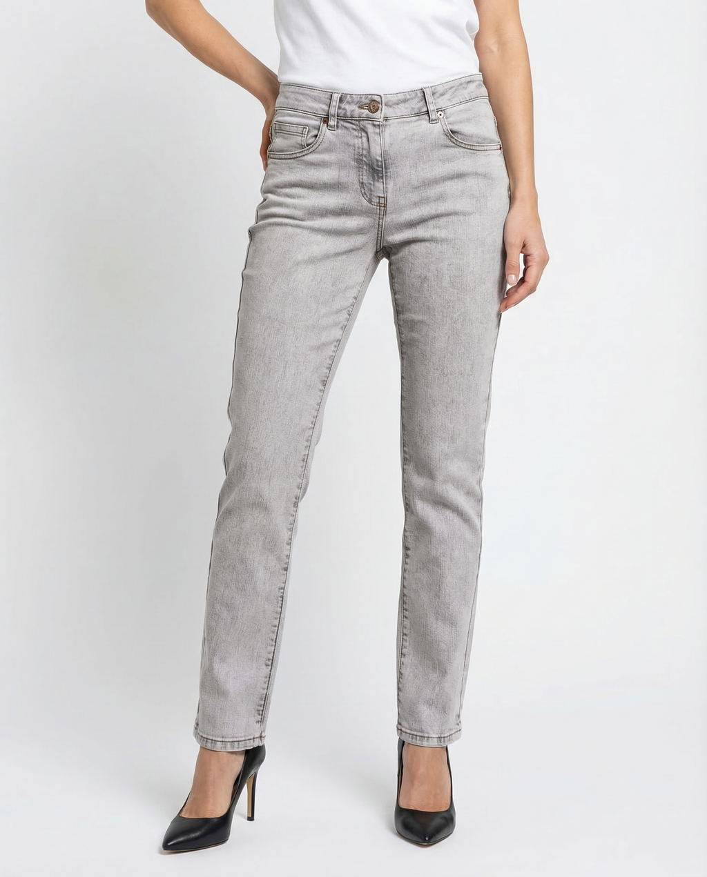 Blue Cotton Straight-Leg Jeans