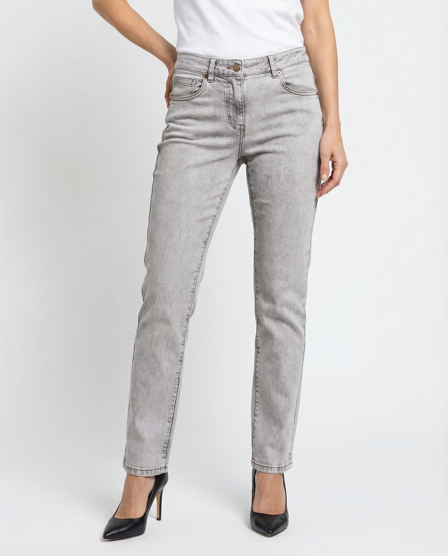 Blue Cotton Straight-Leg Jeans