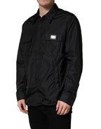 Black Logo Plaque Long Sleeves Shirt Jacket