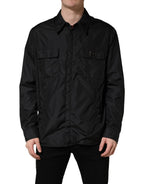 Black Logo Plaque Long Sleeves Shirt Jacket