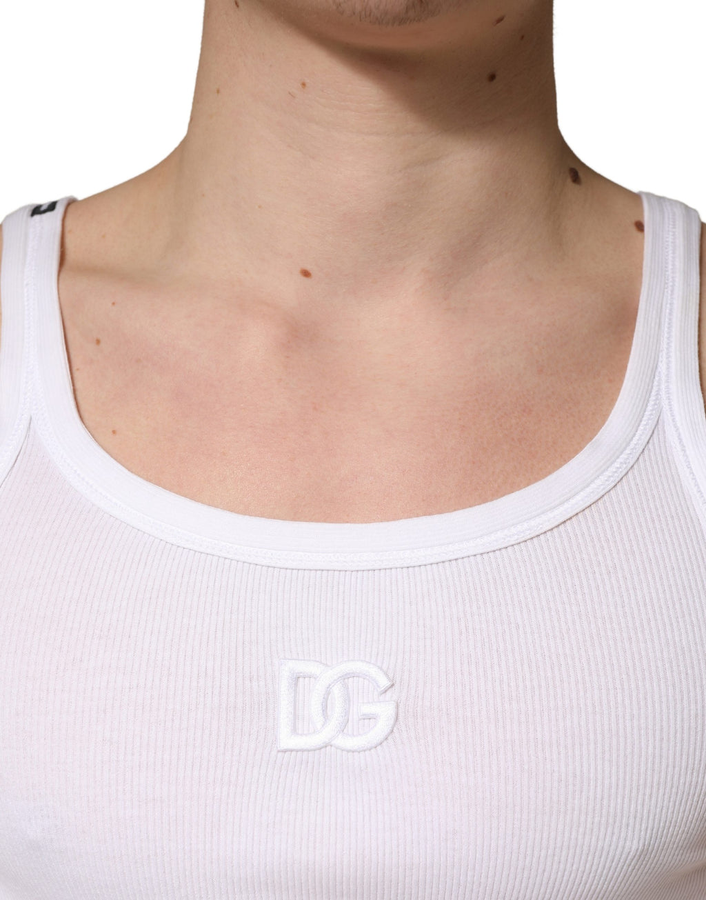 White Ribbed Cotton Sleeveless Tank  T-shirt