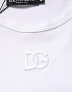 White Ribbed Cotton Sleeveless Tank  T-shirt