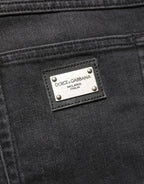 Black Cotton Stretch Regular SkinnyDenim Jeans