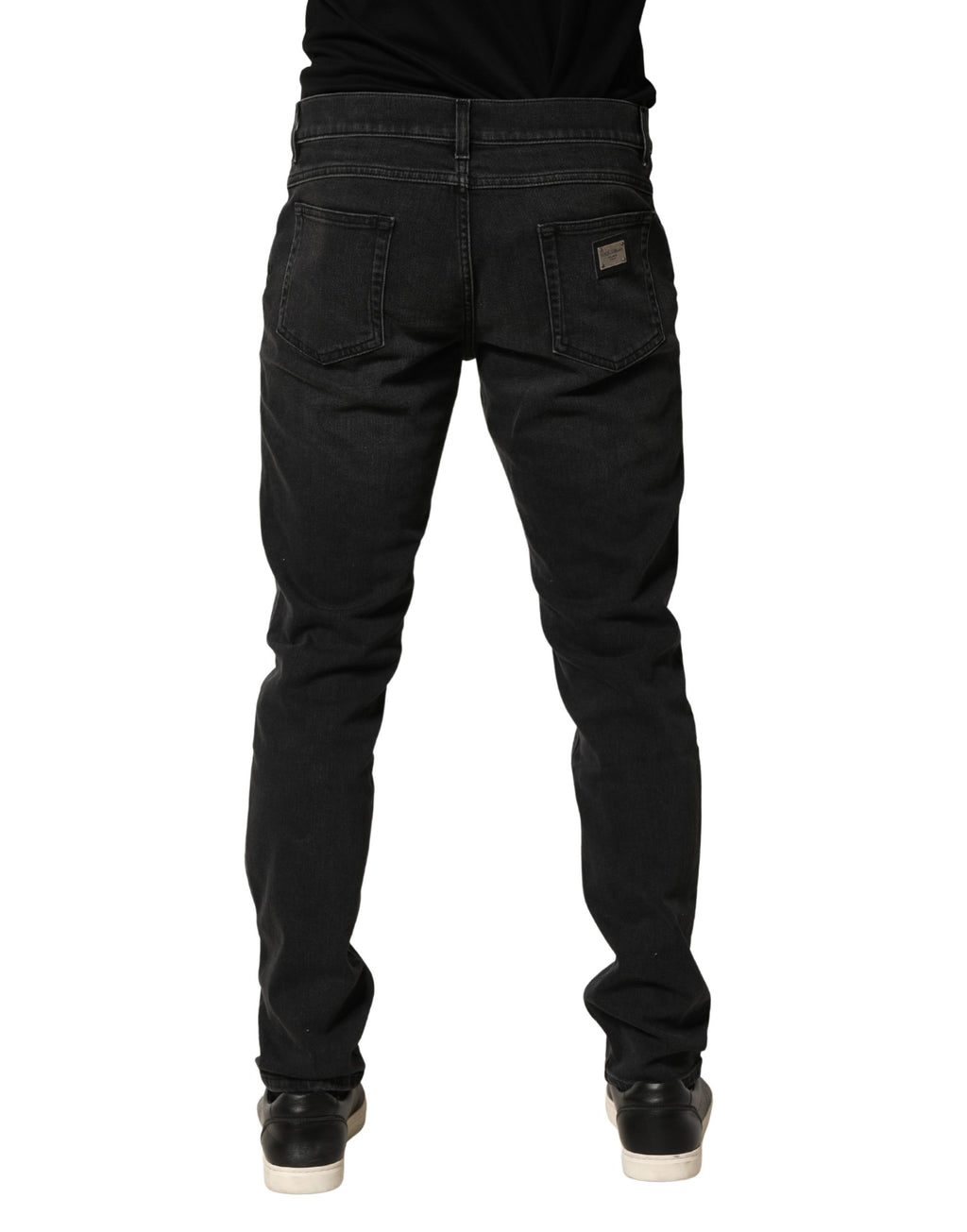 Black Cotton Stretch Regular SkinnyDenim Jeans