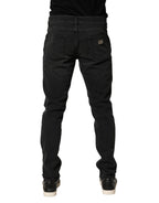 Black Cotton Stretch Regular SkinnyDenim Jeans