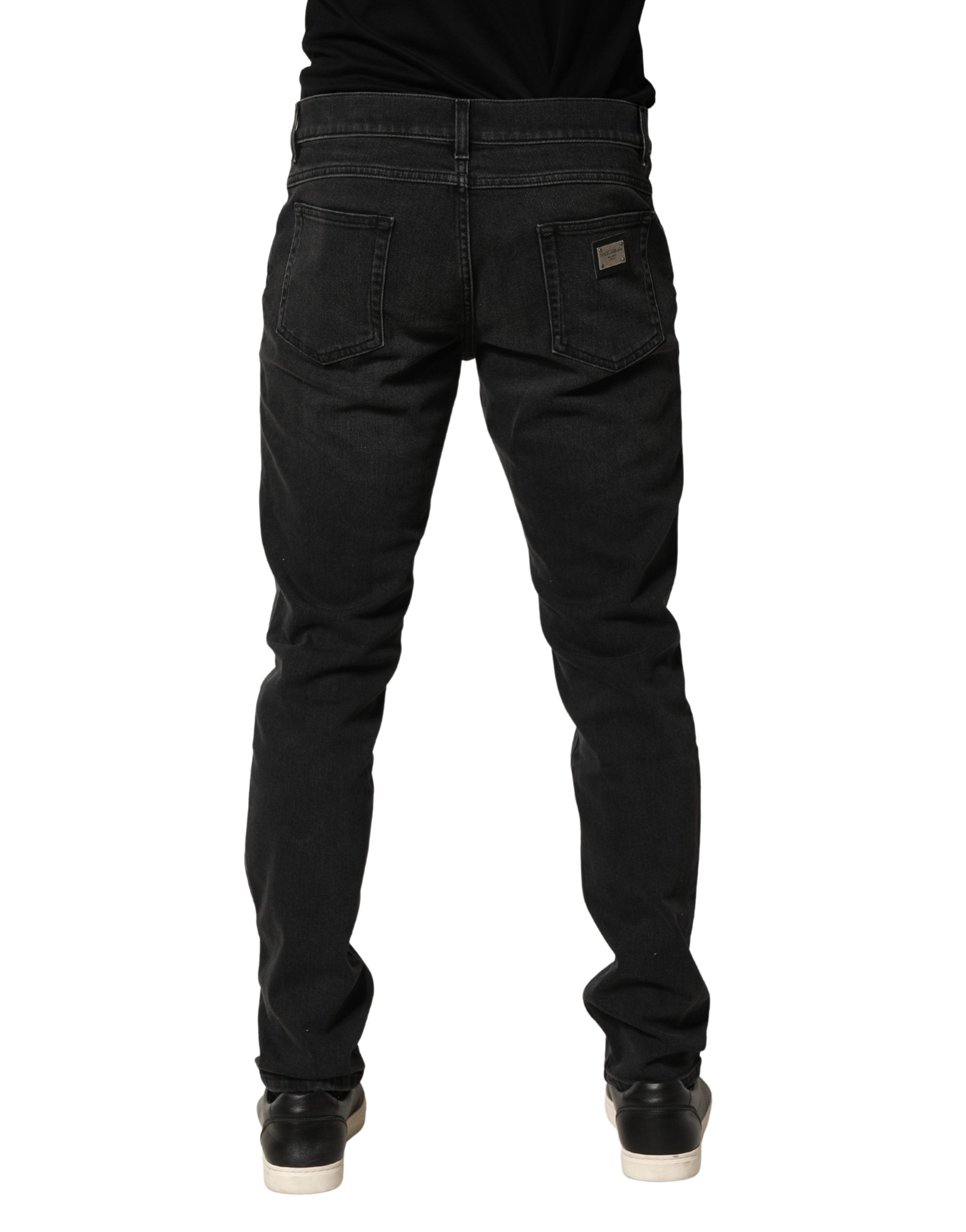 Black Cotton Stretch Regular SkinnyDenim Jeans