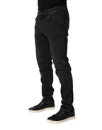 Black Cotton Stretch Regular SkinnyDenim Jeans