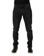 Black Cotton Stretch Regular SkinnyDenim Jeans