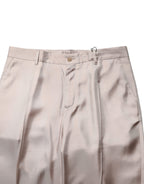 Beige Silk Straight Formal DressTrouser Pants