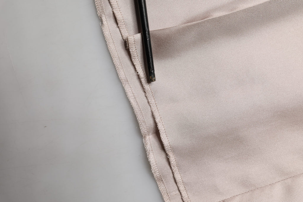 Beige Silk Straight Formal DressTrouser Pants